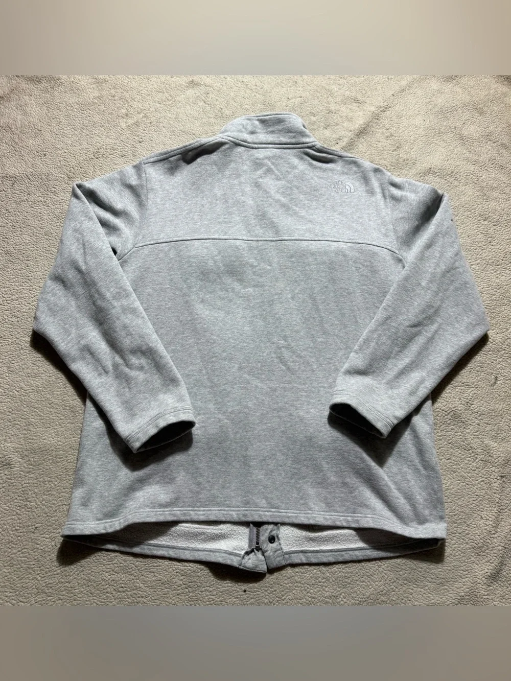 The North Face Jacket Mens XL Gray Full Zip Snap Buttons Fleece Lined Pockets